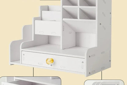 Multifunctional wooden desk organizer for stationery