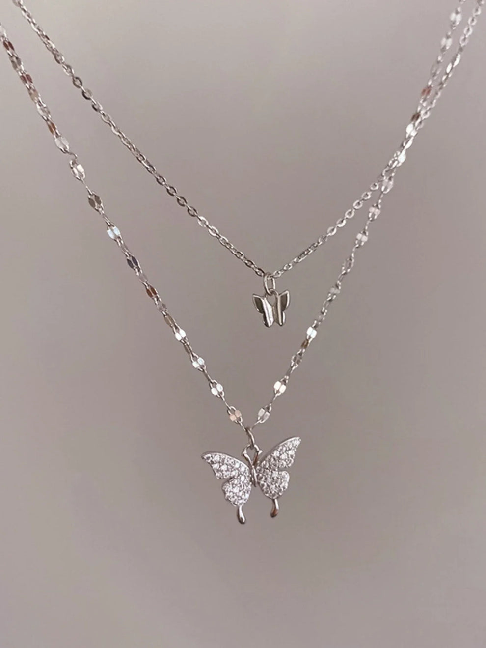 butterfly necklace - Necklaces - Double Layer Butterfly Necklace