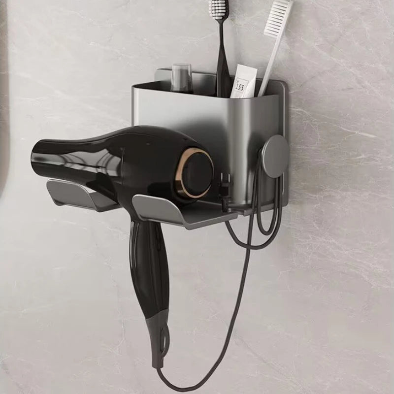 Wall mounted hair dryer holder