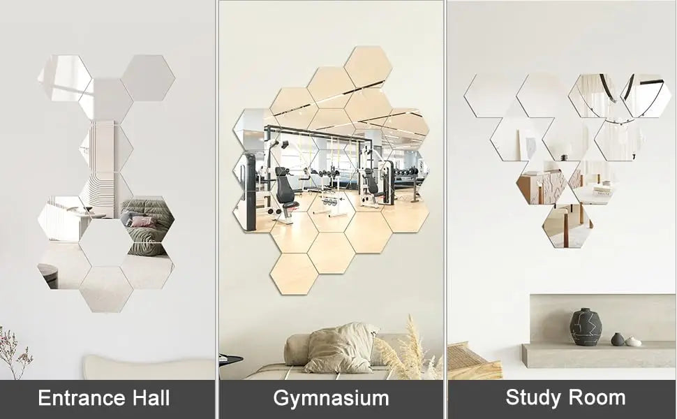d mirror wall stickers - Home Decor - 3D Hexagon Mirror Wall Sticker