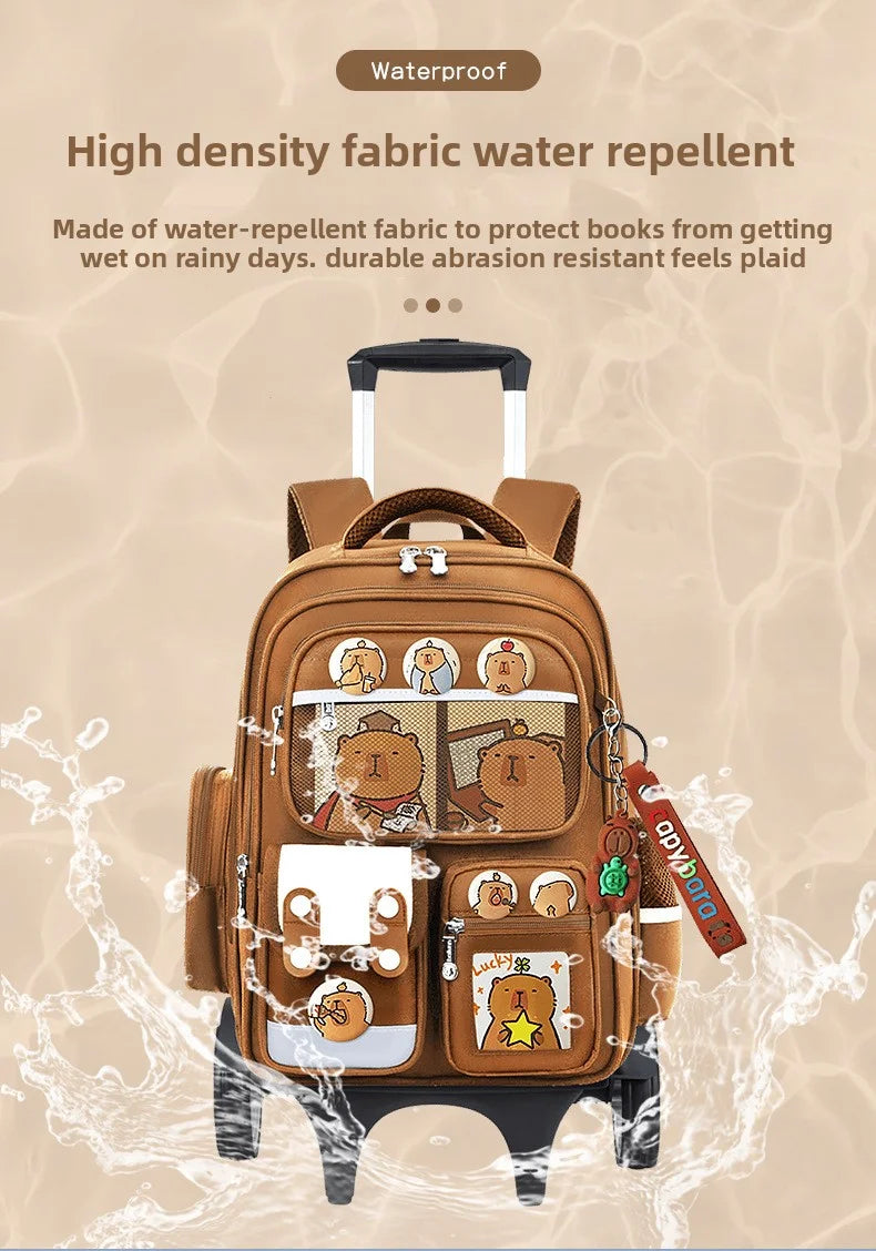 Kids wheeled school bag with cartoon design