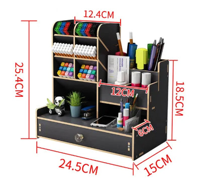 Office supplies storage with drawer