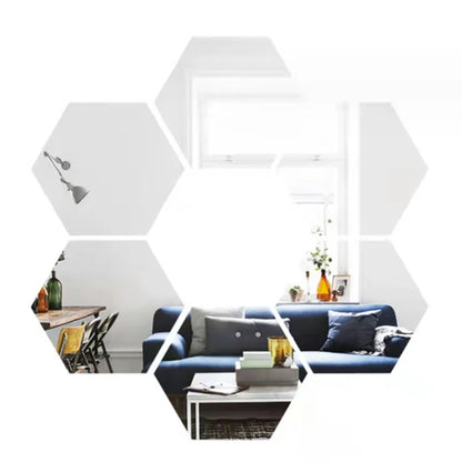 mirror wall stickers - Home Decor - 3D Hexagon Mirror Wall Sticker