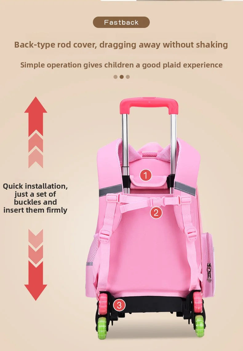 Ergonomic kids rolling backpack