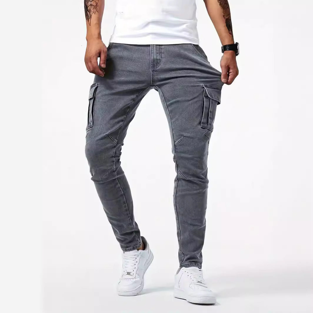 Men’s Casual Cargo Pants — Stylish Stretch Denim Work Pants for Everyday Wear