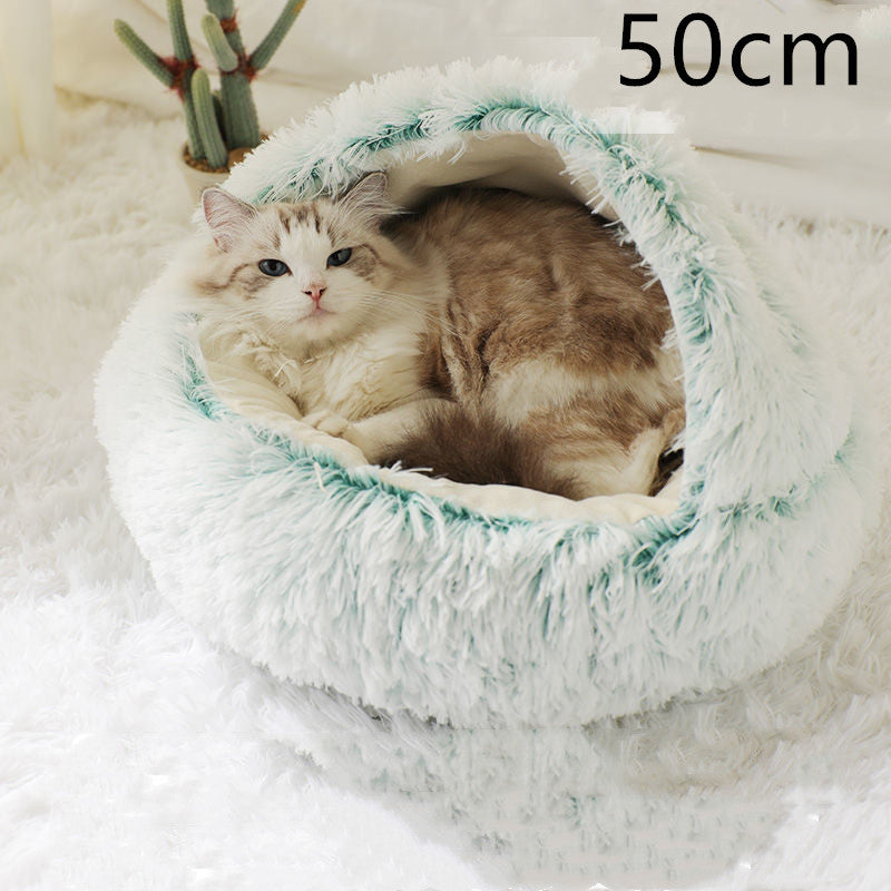 Soft Crystal Velvet Cat Bed in Gray