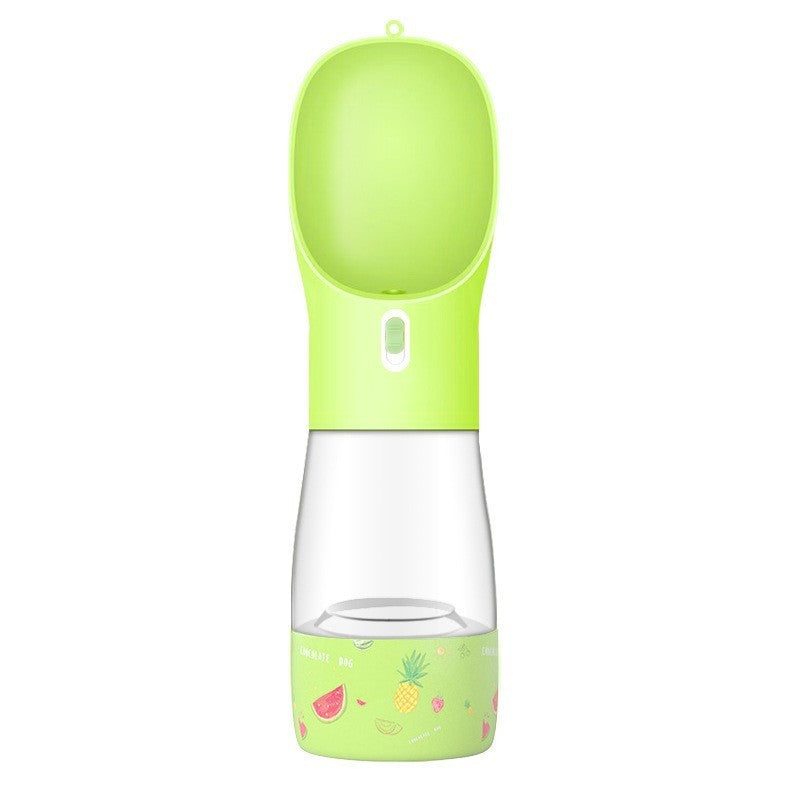 Green and clear pet water bottle with colorful base on a white background safe secure