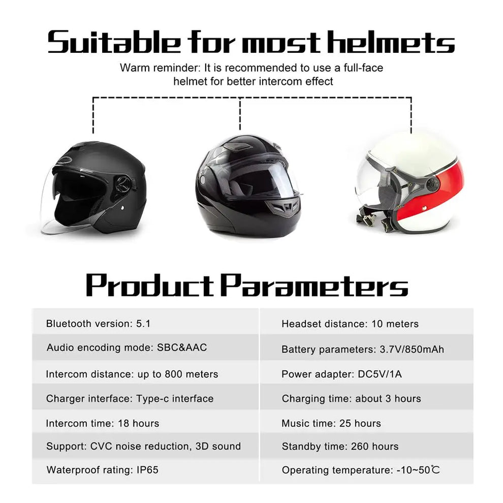 wireless motorcycle helmet headset buy - Motorcycle Accessories - Bluetooth Helmet Intercom